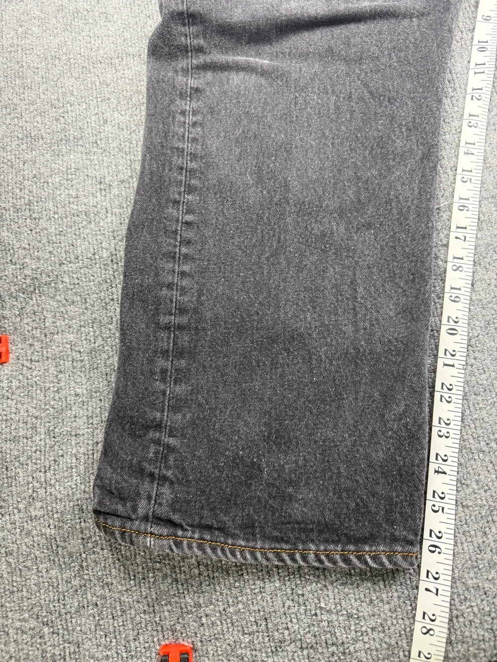 Levi's 501 Men's Black Straight Jeans, Size 42x27 (hemmed)